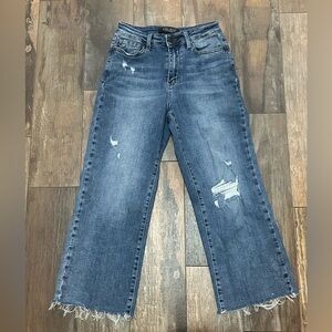 Judy Blue Distressed Wide Leg Jeans - Blue Size 3/26